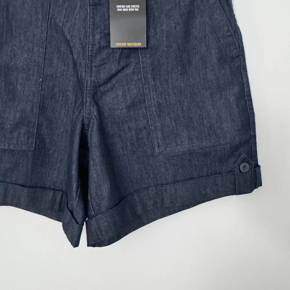 Lee Denim Short Mid Rise Women 8 Indigo Comfort Waistband